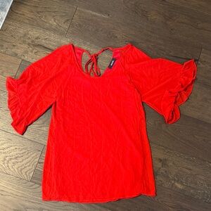 Women's Red Ruffle Sleeve dress